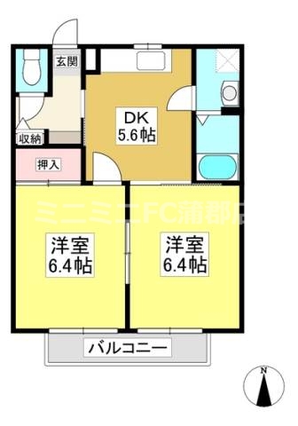 蒲郡市金平町のアパートの間取り