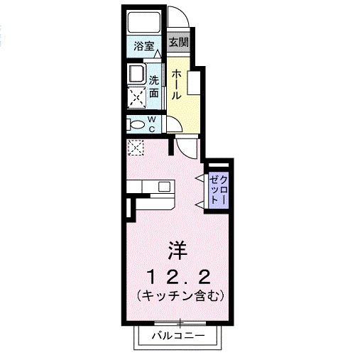 富山市上大久保のアパートの間取り