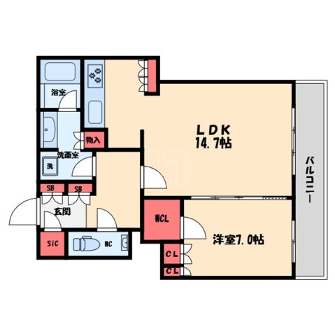 大阪市中央区高麗橋のマンションの間取り