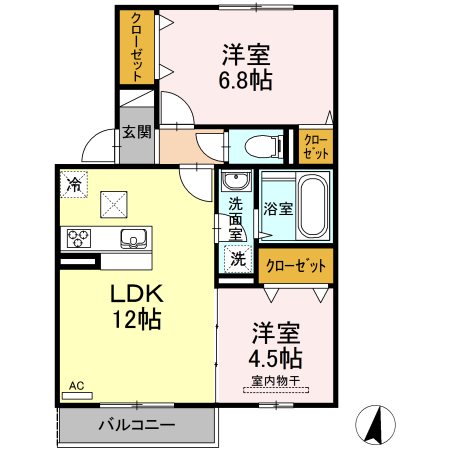 南さつま市金峰町宮崎のアパートの間取り