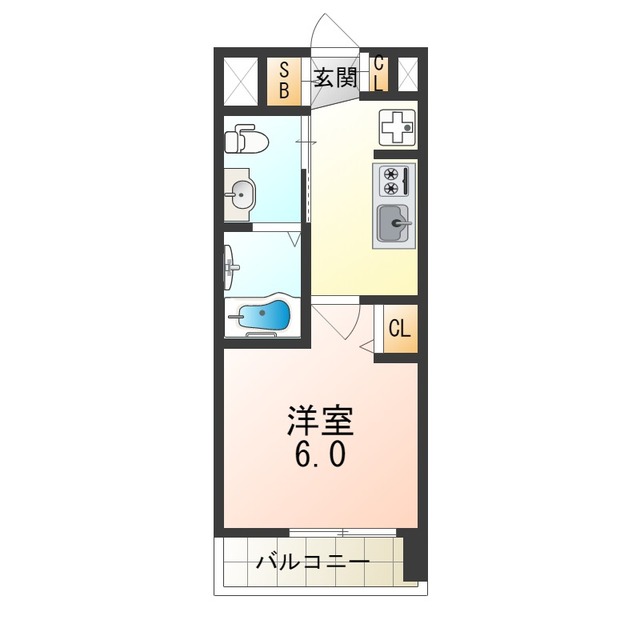 大阪市港区市岡元町のマンションの間取り