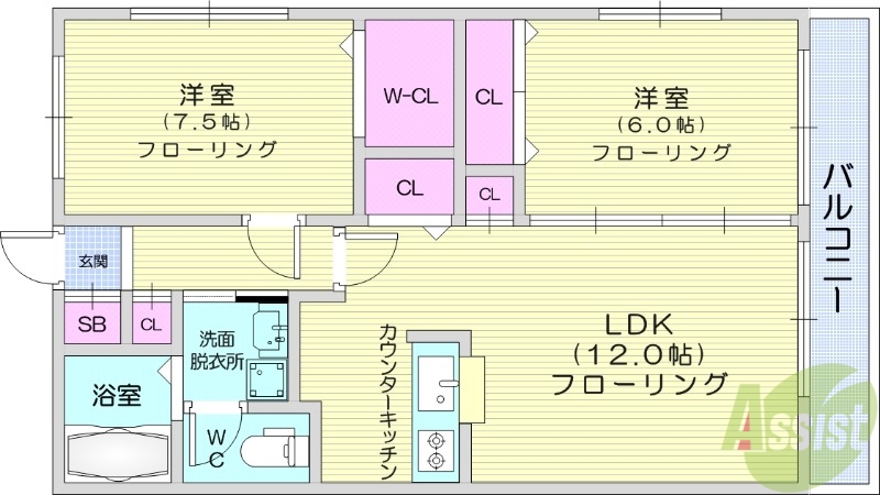 仙台市太白区四郎丸のマンションの間取り