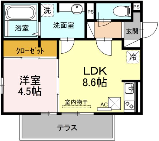 鹿児島市上荒田町のアパートの間取り