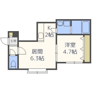 札幌市手稲区手稲本町三条のアパートの間取り