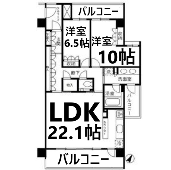 名古屋市千種区新池町のマンションの間取り