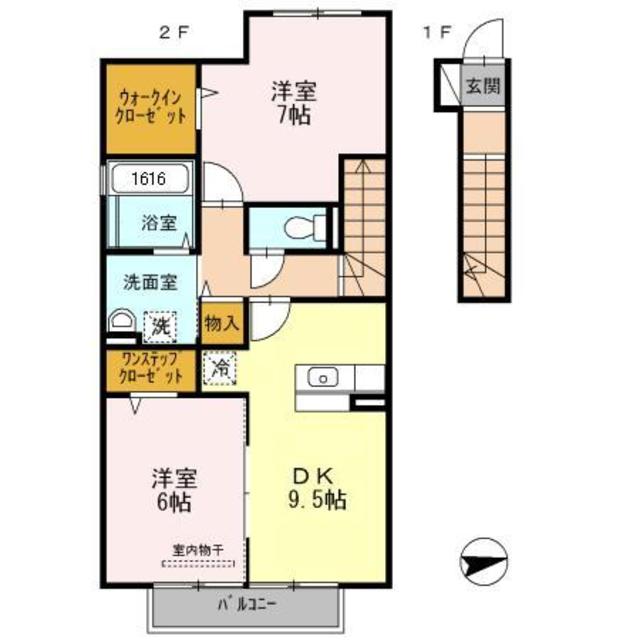 和歌山市栄谷のアパートの間取り