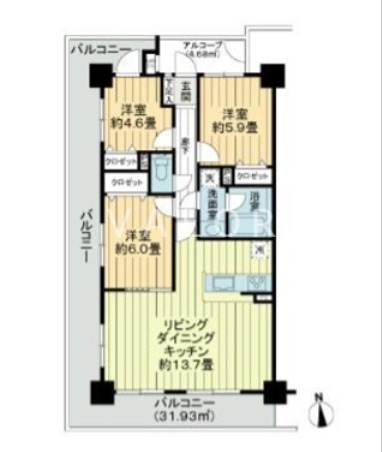 スガヴァンティエム相模原の間取り