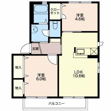 魚津市木下新のアパートの間取り