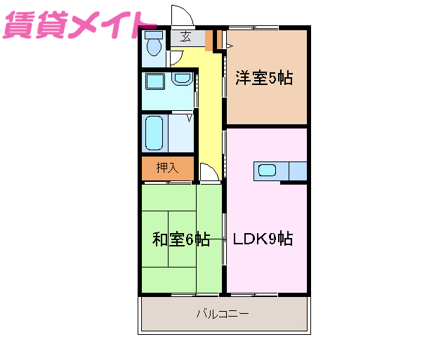 津市久居元町のアパートの間取り