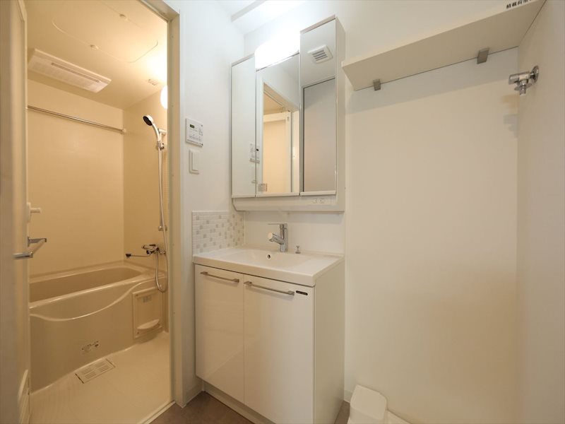 洗面設備　脱衣所　シャンプードレッサー　室内洗濯機置き場