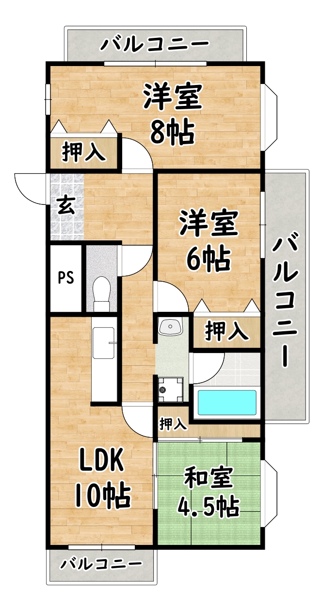 地下鉄谷町線 喜連瓜破駅 徒歩15分 6階建 築33年の間取り写真