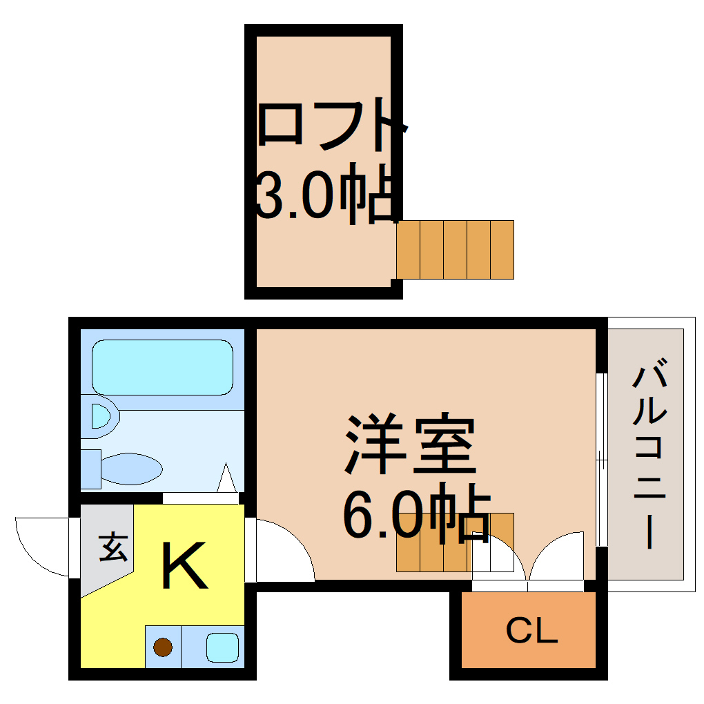 地下鉄名城線 堀田駅 徒歩7分 2階建 築37年の間取り写真