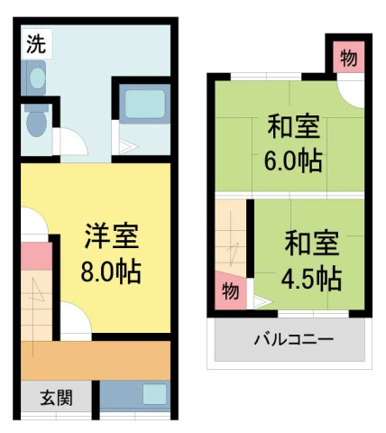阪急今津線 小林駅 徒歩5分 2階建 築61年の間取り写真