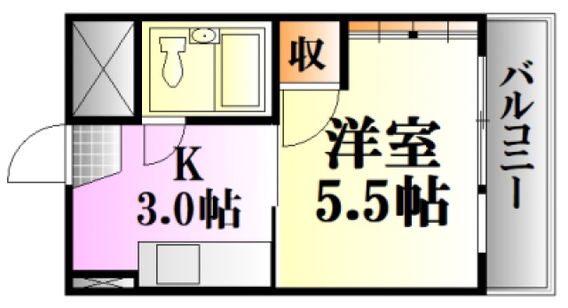 広島電鉄宮島線 東高須駅 徒歩7分 4階建 築37年の間取り写真