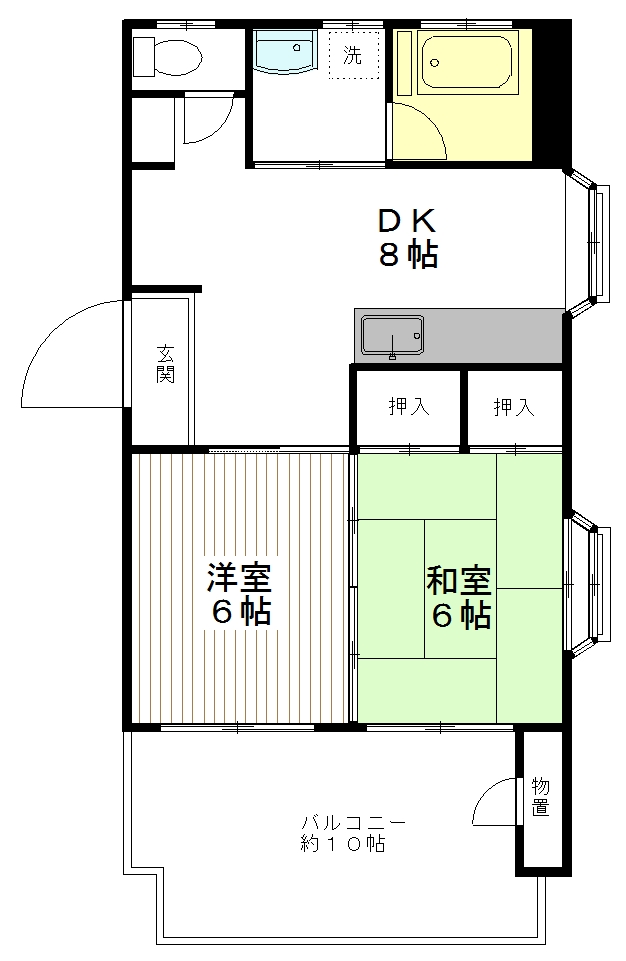 仙台市宮城野区銀杏町のマンションの間取り