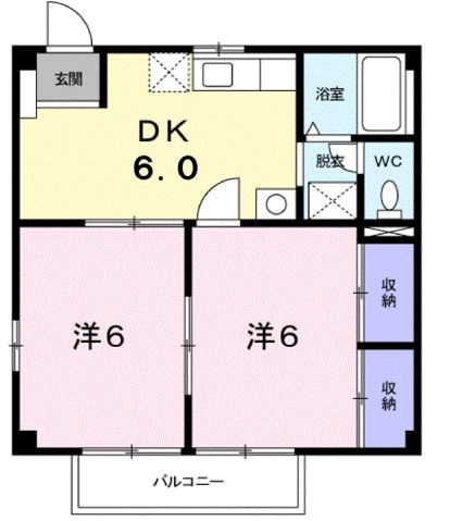 福山市大門町のアパートの間取り