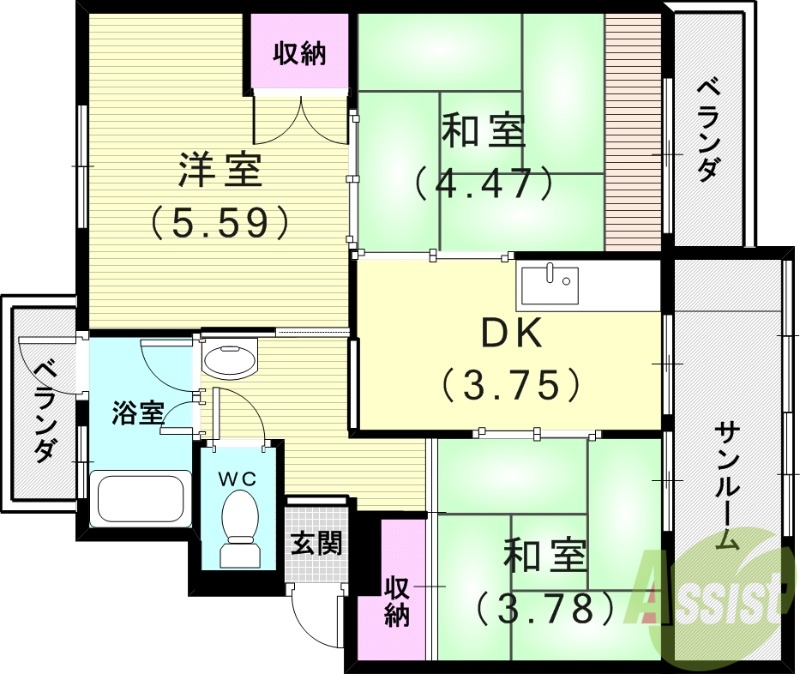 高尾台住宅1号棟　125号室の間取り