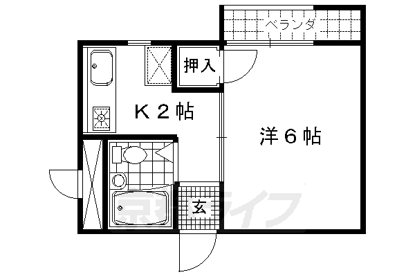 京都市右京区嵯峨朝日町のマンションの間取り