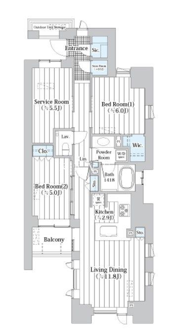 中央区新川のマンションの間取り