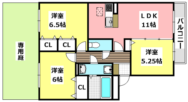 茨木市彩都あさぎのアパートの間取り