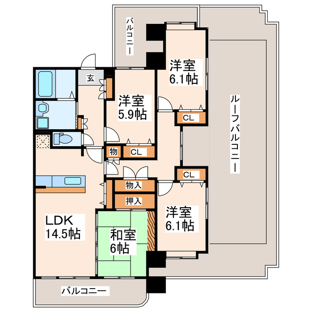 熊本市南区田井島のマンションの間取り