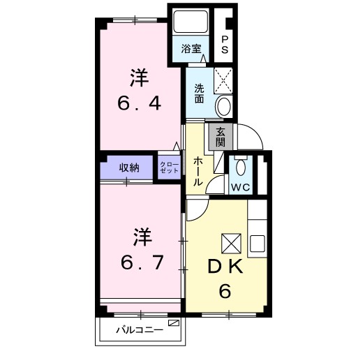 富山市黒瀬のアパートの間取り