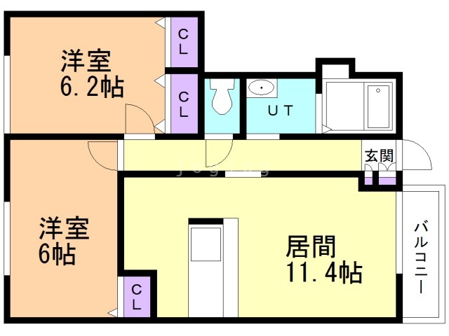 札幌市手稲区西宮の沢一条のマンションの間取り