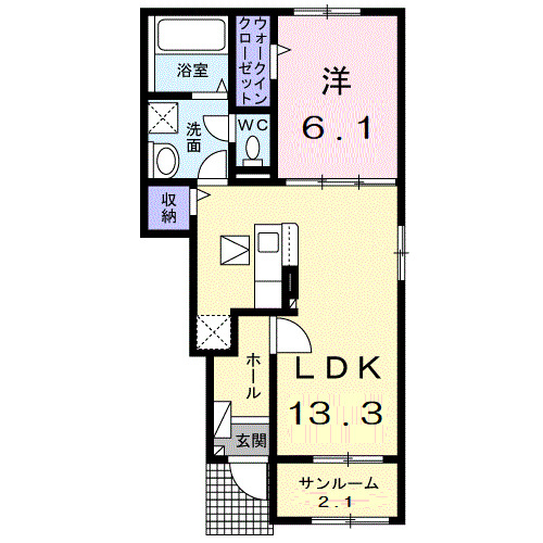 富山市手屋のアパートの間取り