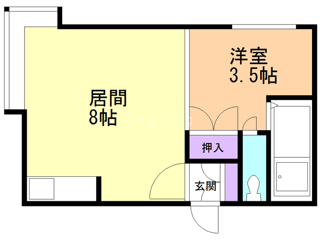 札幌市西区八軒二条東のアパートの間取り