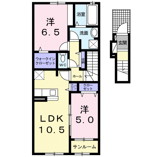 富山市八尾町黒田のアパートの間取り