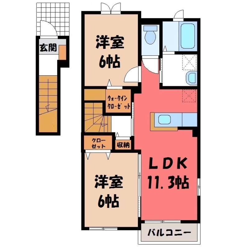 【太田市内ケ島町のアパートの間取り】