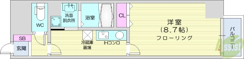 仙台市青葉区国分町のマンションの間取り