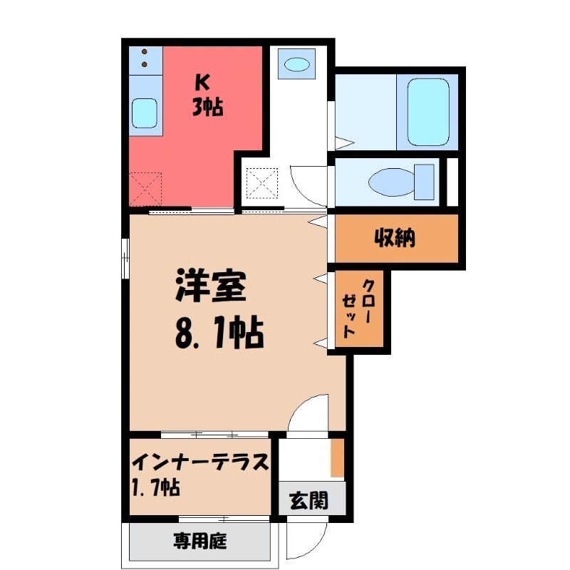 太田市飯塚町のアパートの間取り