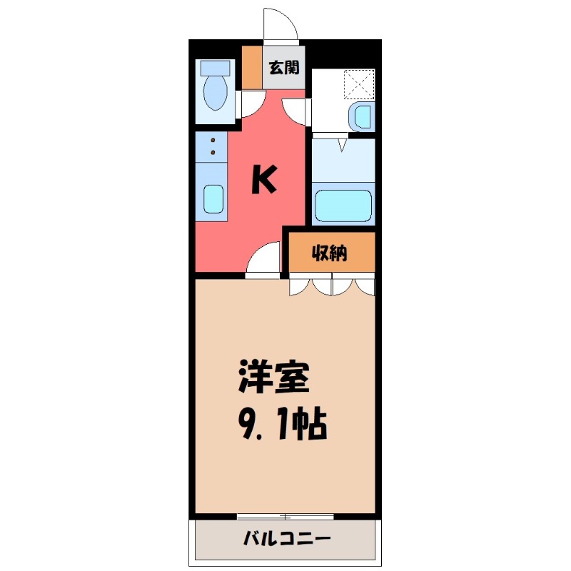 太田市台之郷町のアパートの間取り