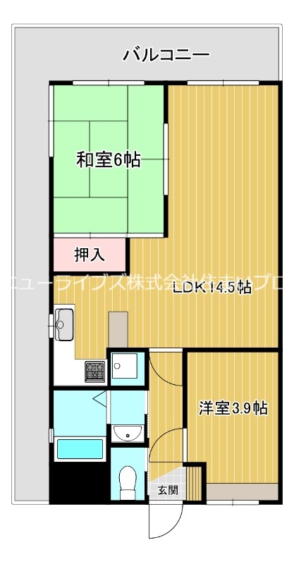 寝屋川市打上高塚町のマンションの間取り