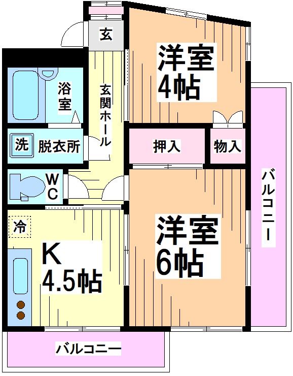 川崎市多摩区菅稲田堤のマンションの間取り