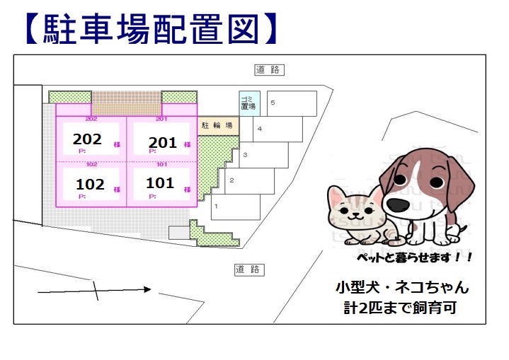 その他共有部分　小型犬・ネコ飼育可。合計2匹まで飼育可
