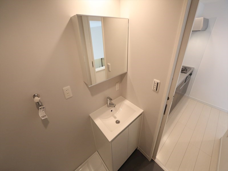 洗面設備　脱衣所　独立洗面台（シャンプードレッサー付）収納スペース有