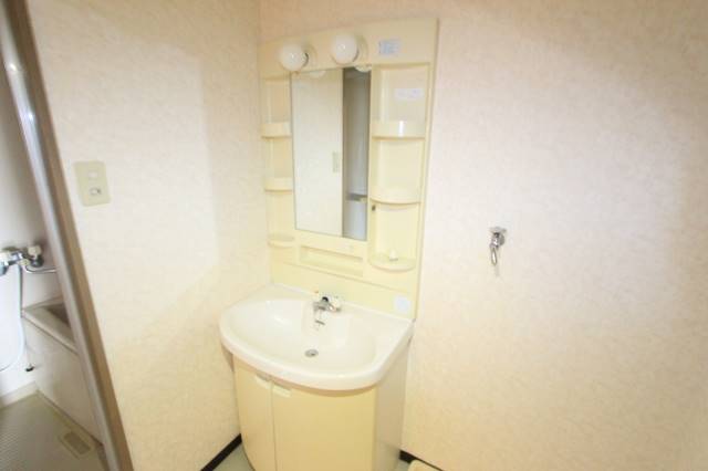 洗面設備　洗面台にも収納スペースあります