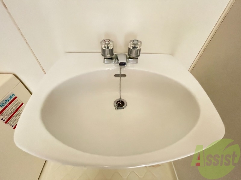 洗面設備　洗面台はバスルームの横に付いていました．