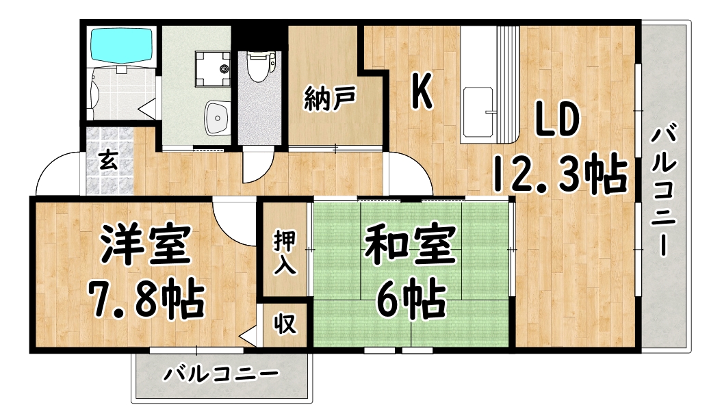 ＪＲおおさか東線 新加美駅 徒歩3分 4階建 築25年の間取り写真