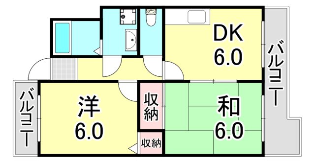 神戸電鉄有馬線 長田駅 徒歩3分 7階建 築29年の間取り写真