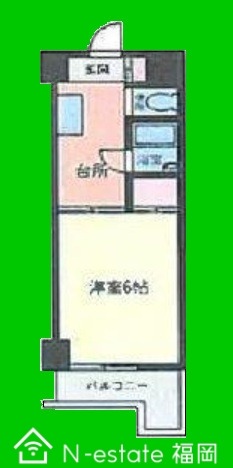 地下鉄空港線 西新駅 徒歩6分 5階建 築42年の間取り写真