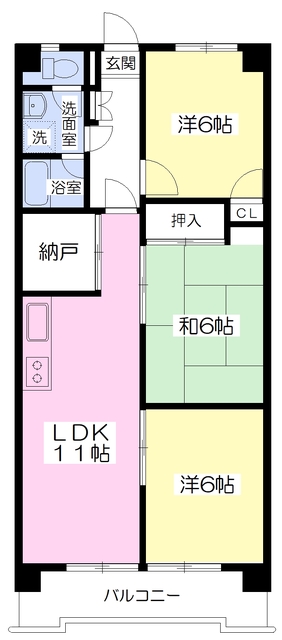 松山市朝日ケ丘のマンションの間取り