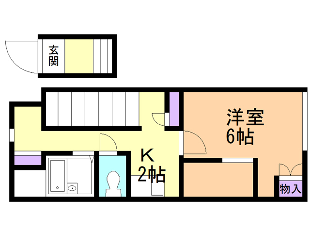 函館市青柳町のアパートの間取り