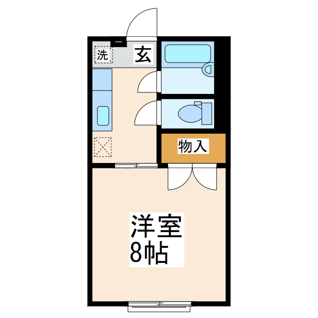 熊本市中央区帯山のアパートの間取り