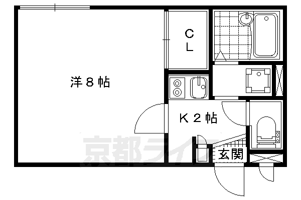 京都市伏見区石田森南町のアパートの間取り