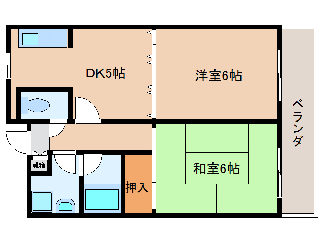 大和高田市日之出東本町のマンションの間取り