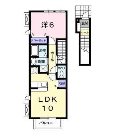 岡山市中区福泊のアパートの間取り