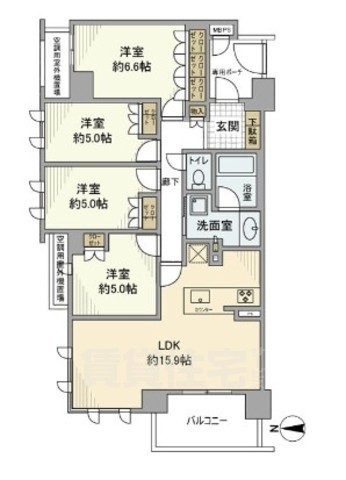 京都市右京区嵯峨天龍寺若宮町のマンションの間取り